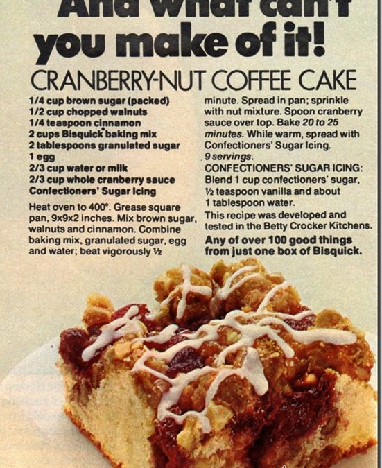 Bisquick Cranberry Nut Coffee Cake, 1983