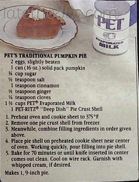 Pet’s Traditional Pumpkin Pie