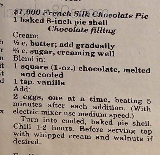 $1,000 French Silk Chocolate Pie